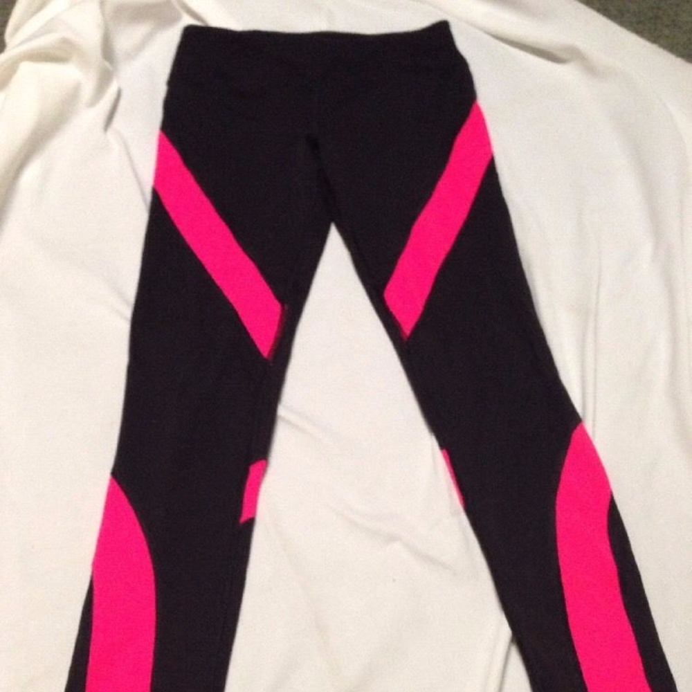 victoria secret vsx sexy Knockout Black Coral leggings workout pants size Small